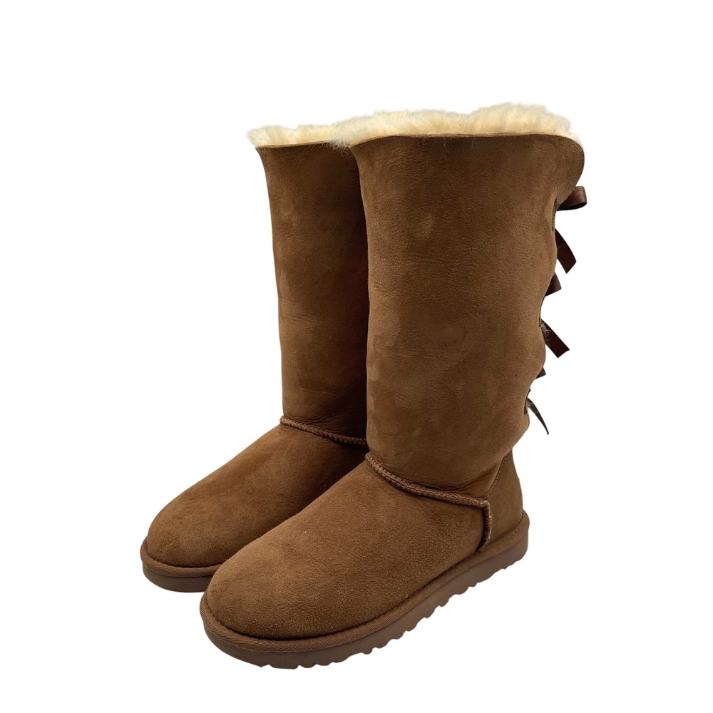UGG Australia Bailey Bow Tall Chestnut Brown Suede Boots 1007308 Womens 7
